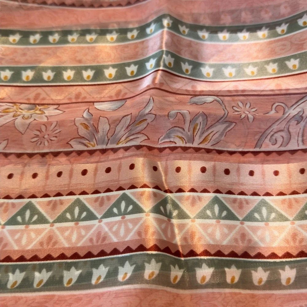 Floral Geometric Square Silk‎ Feel Neck Scarf Bandana Made in Korea Cottagecore